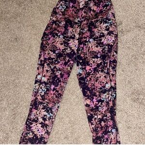 Lululemon Athletica Purple and Pink Floral Capris